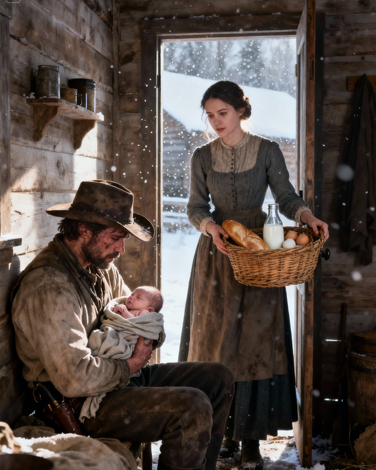 A Cowboy Rocked His Starving Baby in a Dark Cabin — Then a Knock at the Door Turned Desperation Into Destiny