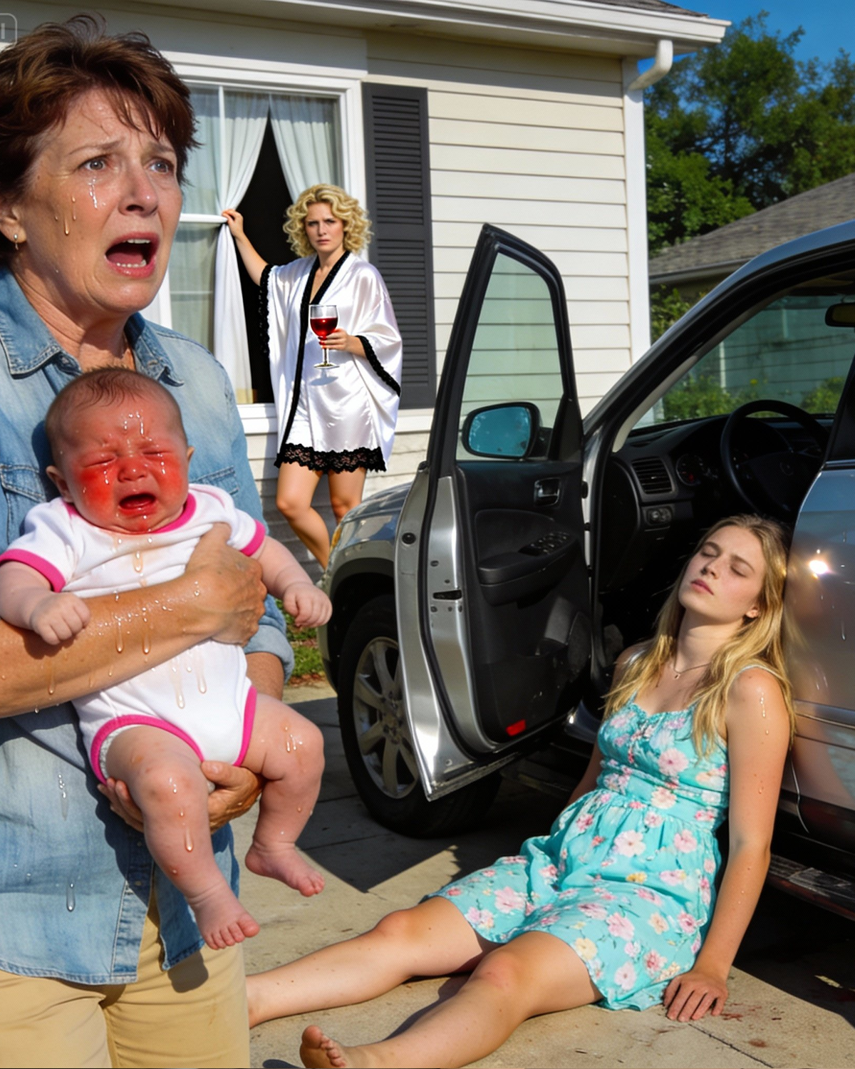 When I returned home, my daughter and newborn granddaughter were left in a scorching hot car. My daughter mumbled, “My husband and his mistress…” in a trembling voice before losing consciousness. What happened next shocked me because the real culprit was…