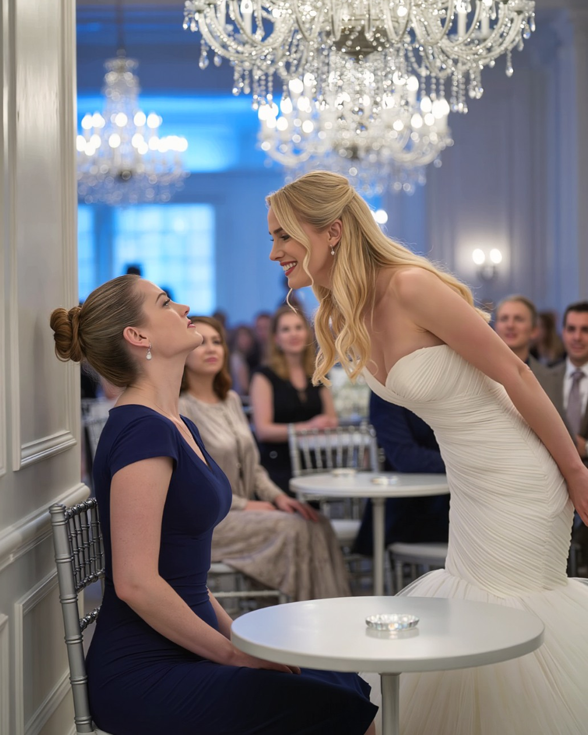 At my sister’s wedding, the bride leaned over my empty place setting and laughed, “Waste good food on you? That’s cute.” My parents watched and calmly told me I should just leave. So I did. I stood up, told them they’d regret it—and turned to walk out. That’s when the groom’s brother rose to his feet, the CEO followed, and in front of 200 guests my family’s perfect life quietly exploded. And that was only the beginning.