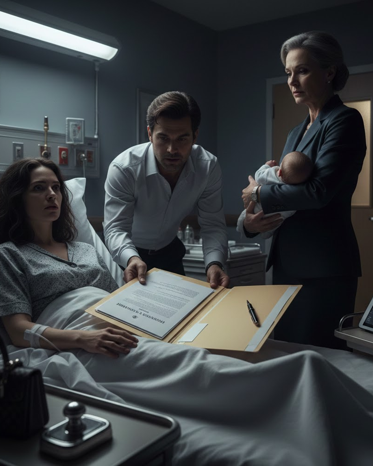 After a difficult delivery, I was still lying in bed with an IV in my arm when my husband brought his parents into the hospital room.