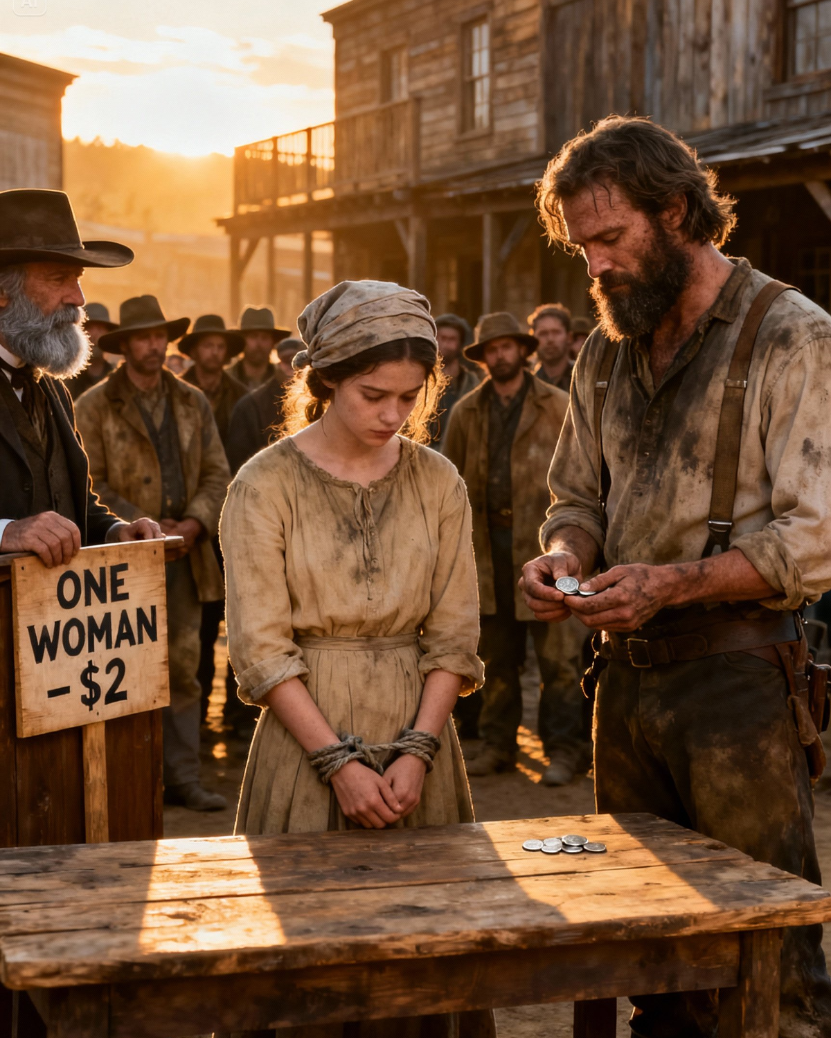 Lonely Lumberjack Buys a “Mystery Bride” for Just $2 at a Backwoods Auction — Then She Whispered Her Name and His Entire Past COLLAPSED