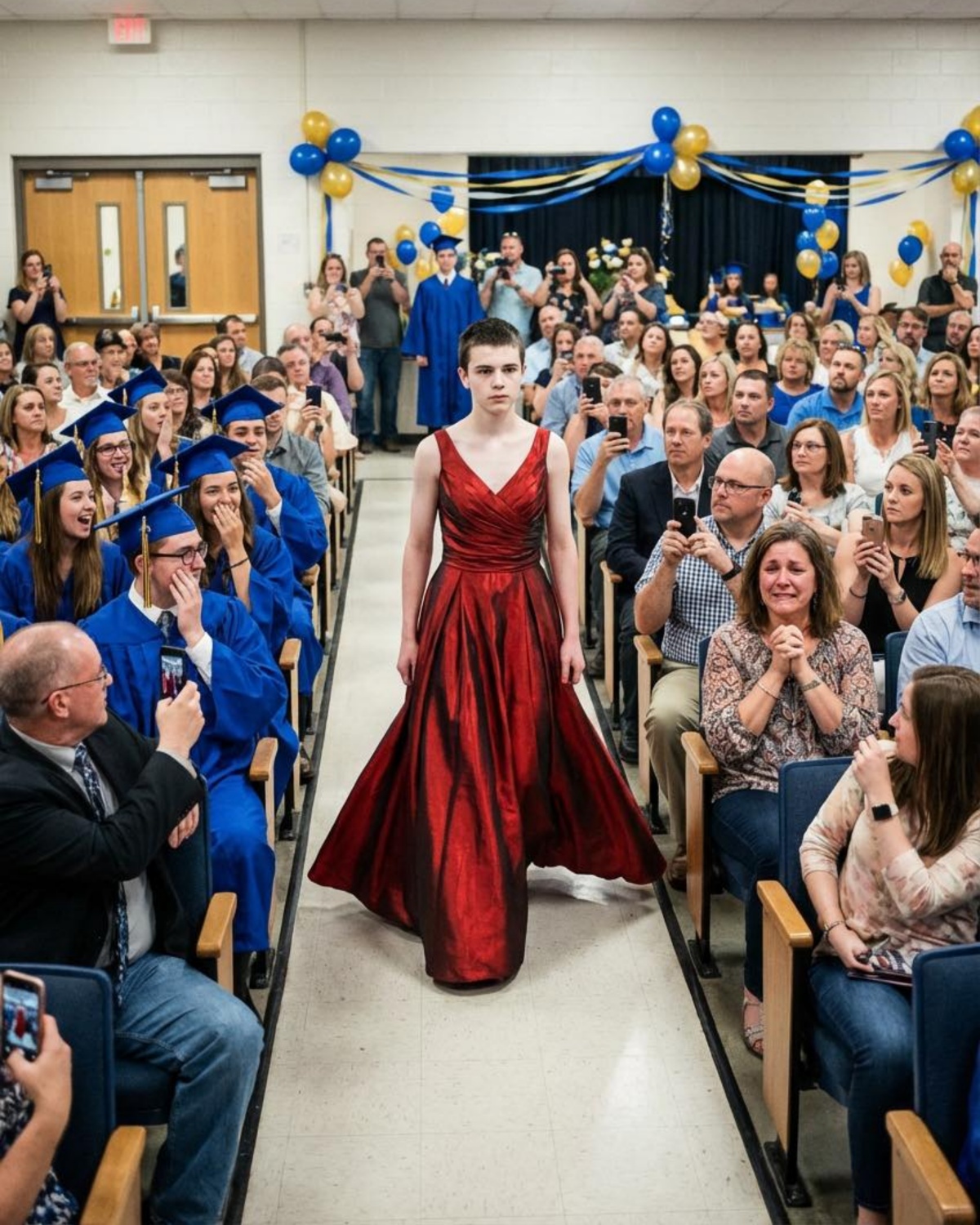 On Graduation Night, My Son Walked In Wearing a Scarlet Gown — What Happened Next Changed How an Entire Room Understood Courage