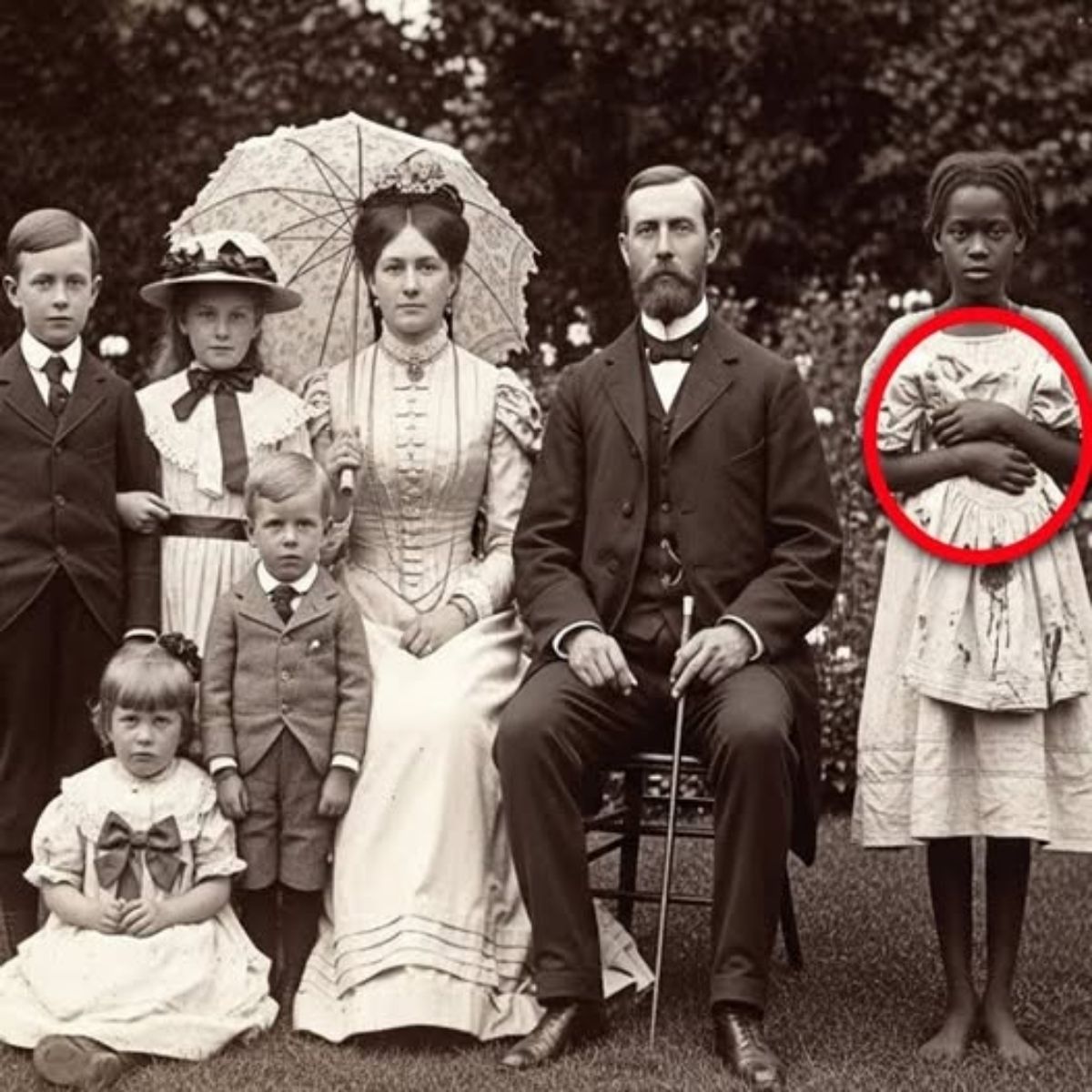 No one noticed the enslaved girl in the portrait, until a zoom revealed what she was carrying.