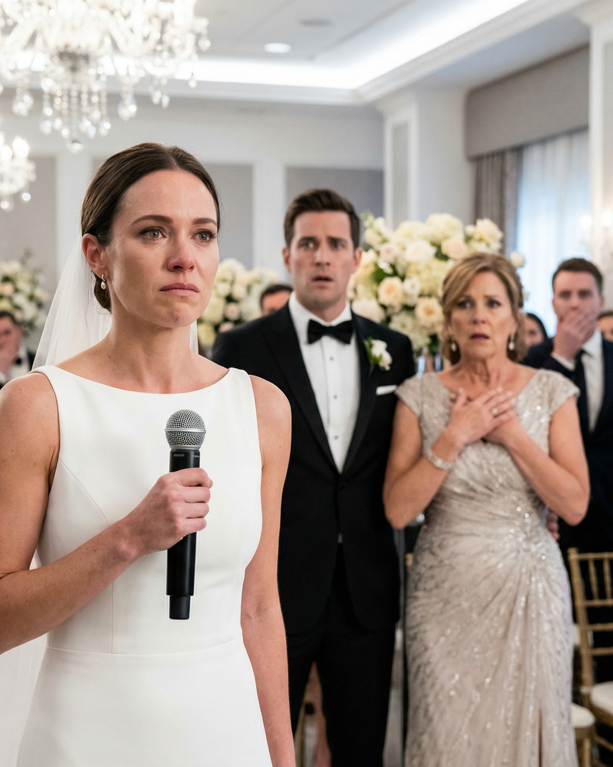 An hour before the wedding, I overheard my fiancé whisper to his mother, “I don’t care about her, I just want her money.” I silently wiped away my tears, walked down the aisle with my head held high, and instead of saying “I do,” I said something that made my mother-in-law clutch her chest right there in the middle of the room…