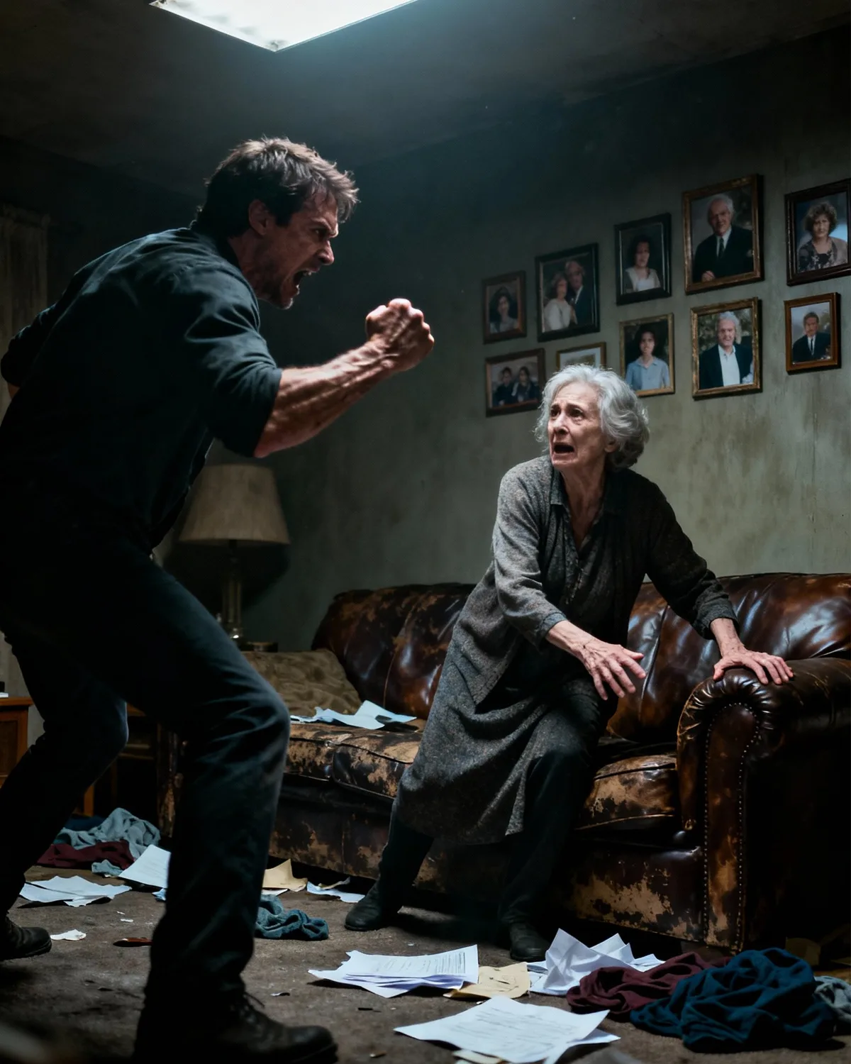 The first time my son hit me, it wasn’t in an alley or a bar—it was in my own Texas living room, under the family photos his father hung. “You hid the deed, didn’t you?” he screamed, his fist crashing into my face. Weeks later, in a cold hospital room, my lawyer pressed play on our home security footage—then unfolded the will that would shatter my son’s entire world.