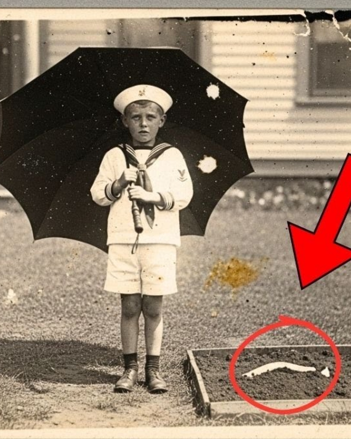 This 1910 Photo of a Boy Holding an Umbrella Looked Sweet—Until the Zoom Revealed Something Shocking