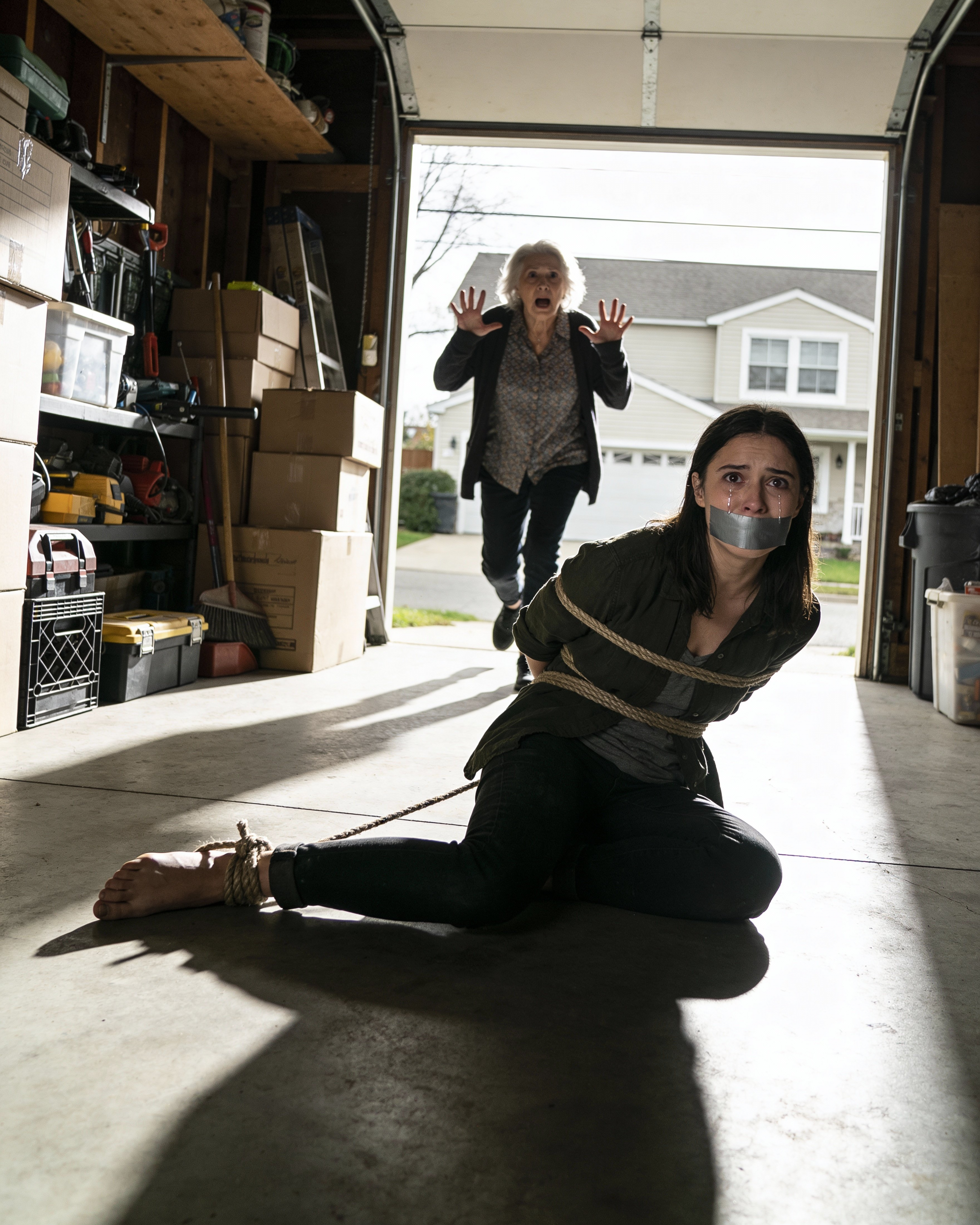 My daughter hadn’t replied for a week, so I drove to her house. My son-in-law insisted she was “on a trip.” I almost believed him until I heard a muffled moan coming from the locked garage. I crept back and broke the door down. What I saw inside broke me…