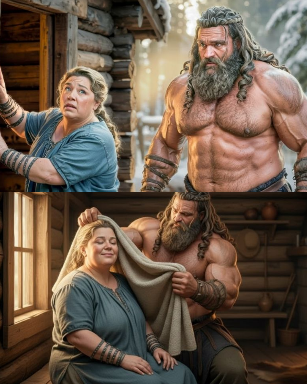 VIRGIN GIANT LUMBERMAN TURNED 40 AND ALONE — UNTIL A PLUS-SIZE WIDOW KNOCKED ON HIS CABIN DOOR