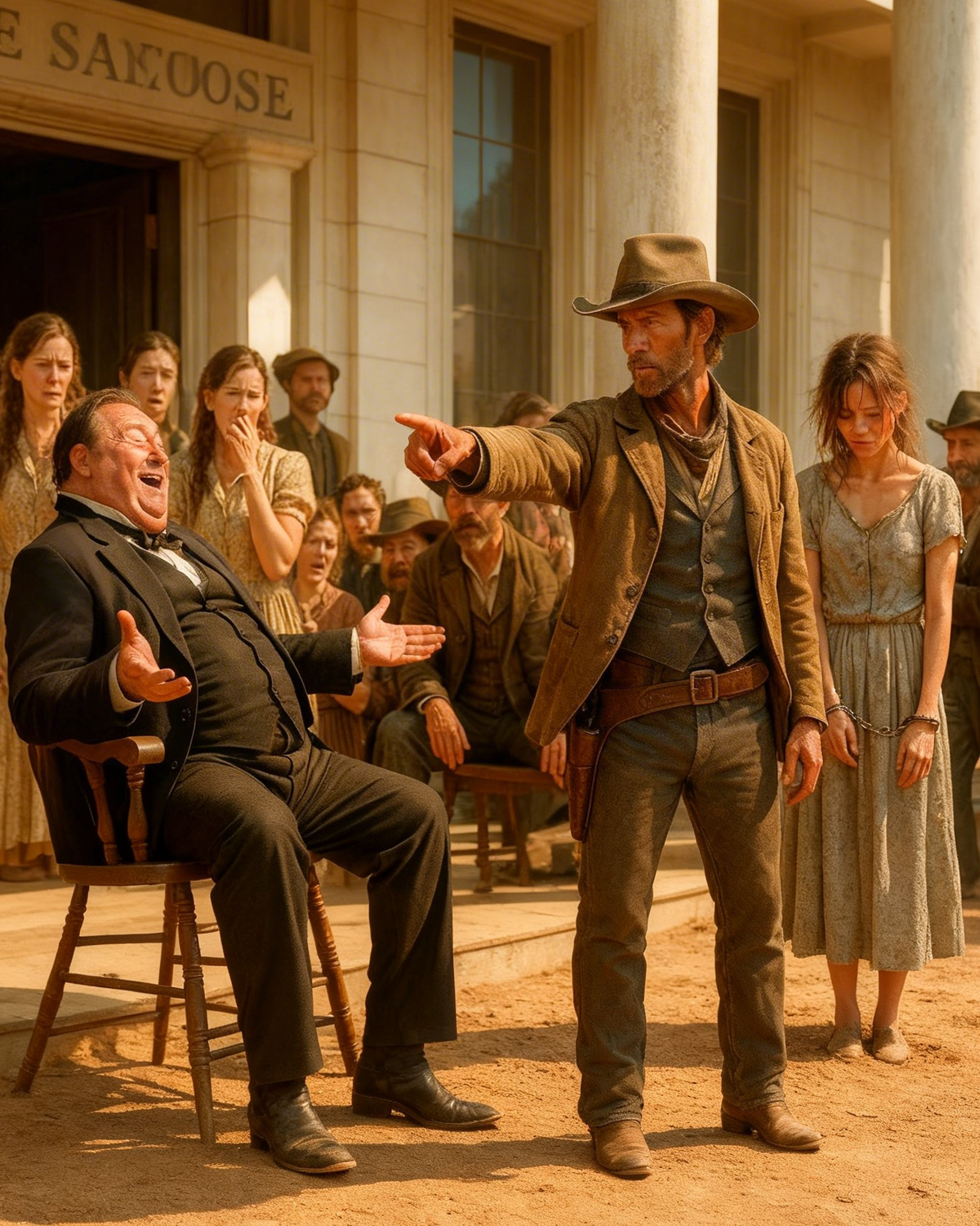 “Pick Any Wife for Free, the Judge Sneered—The Cowboy Pointed to the Girl in Chains and Said, “Her.”