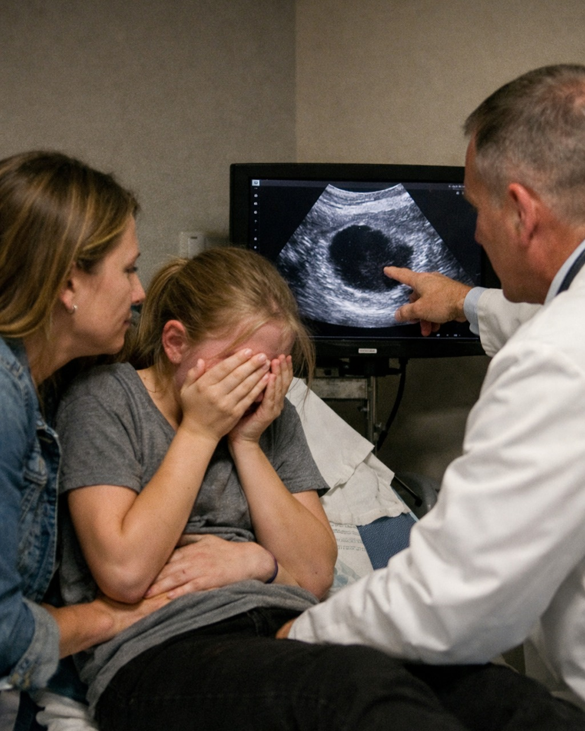 My Husband Said Our Fifteen-Year-Old Was Just Being Dramatic, That It Was Stress, Hormones, or Another Attention-Seeking Episode—But When the ER Scan Revealed Something Quietly Growing Inside Her, the Confident Smile He’d Been Wearing All Morning Finally Split in Two