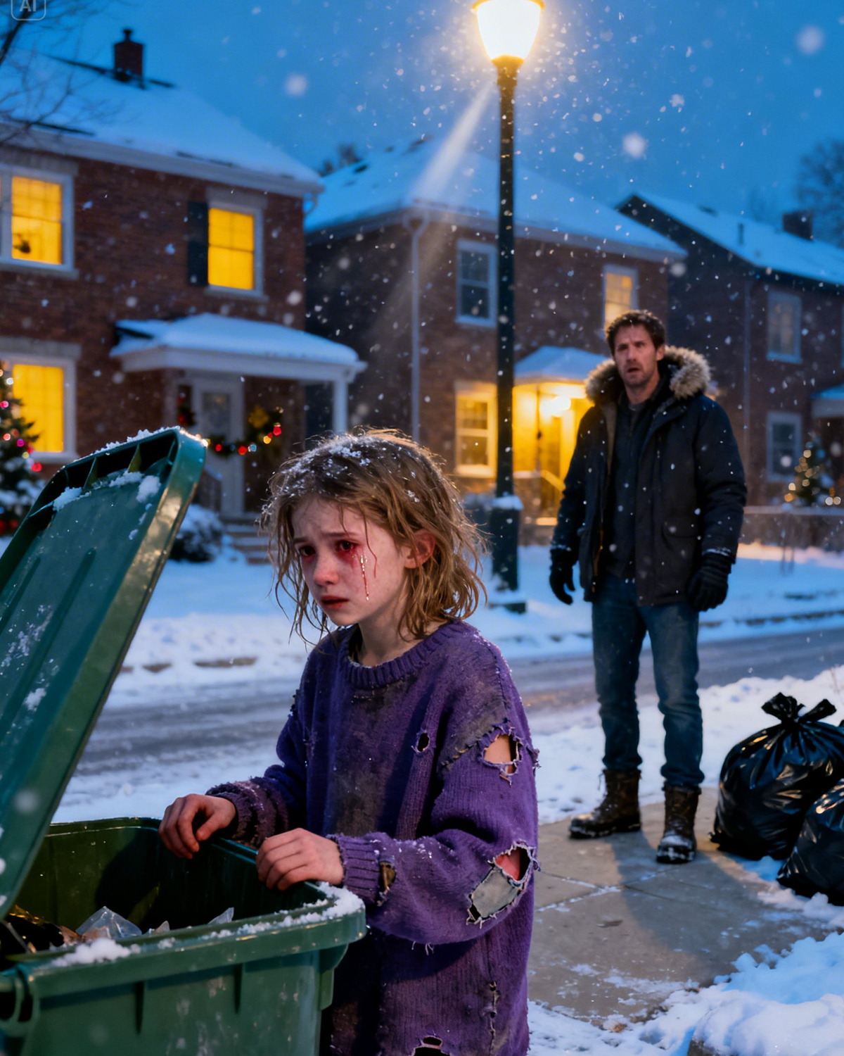 Single dad saw a little girl searching trash on Christmas eve_and the truth left him stunned