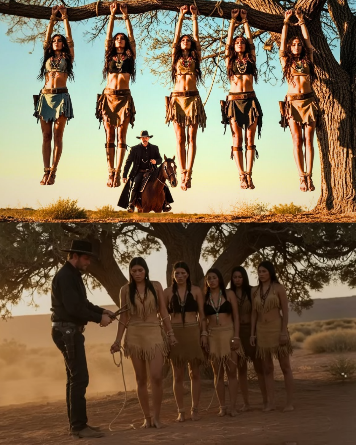 “Save Us,” Begged The 5 Apache Sisters Hanging From The Tree — The Cowboy Saved Them… For A Price