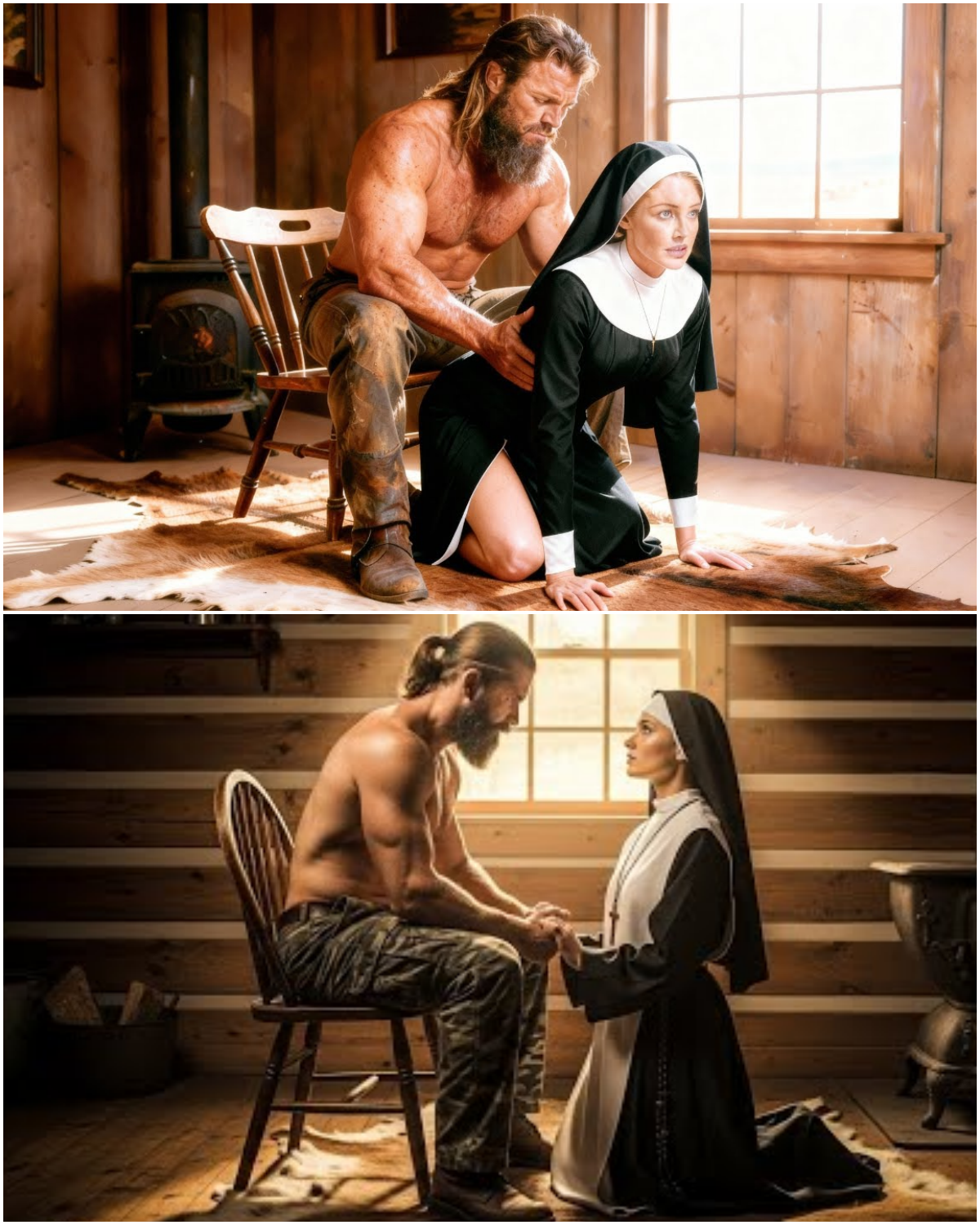 “Wait… You’re Putting That Inside Me?” The Nun Froze — But The Mountain Man Didn’t Stop.