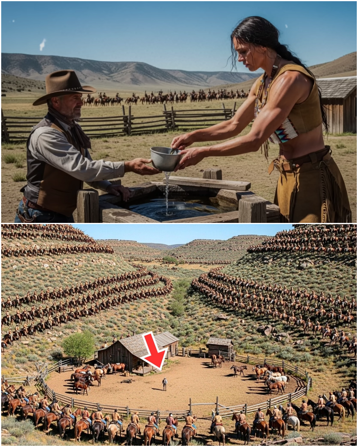 He Gave Water to a Giant Apache Woman, Next Morning, 300 Warriors Surrounded His Ranchw