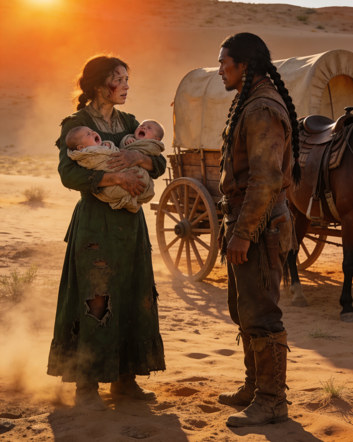 A Settler Woman Gave Birth To Twin Boys And Was Left To Die In Dessert, Then An Sioux Man Saved Her