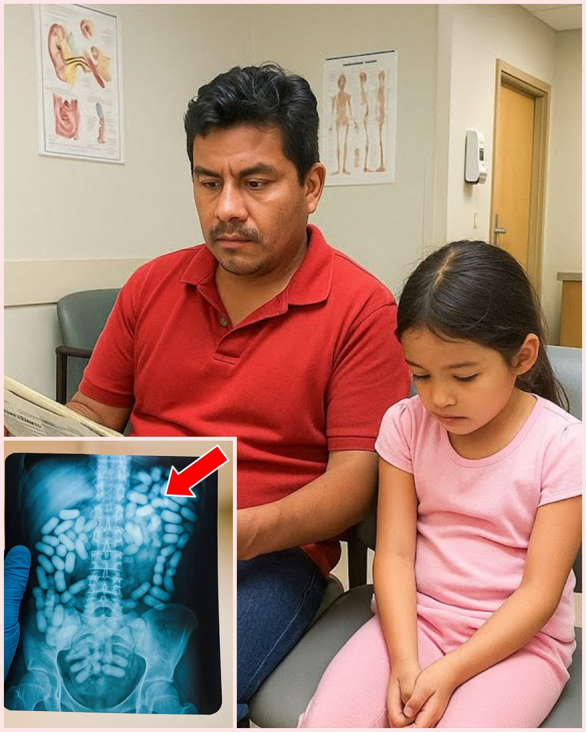 Girl Acts Nervous Around Dad in Waiting Area, Doctor Takes X-Ray and Calls 911 Immediately!