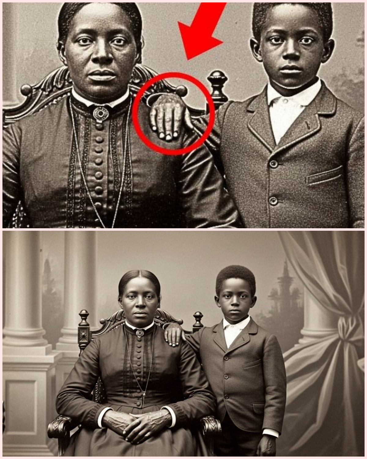 It was just a portrait of a mother and son from 1895 — but look closer at their hands