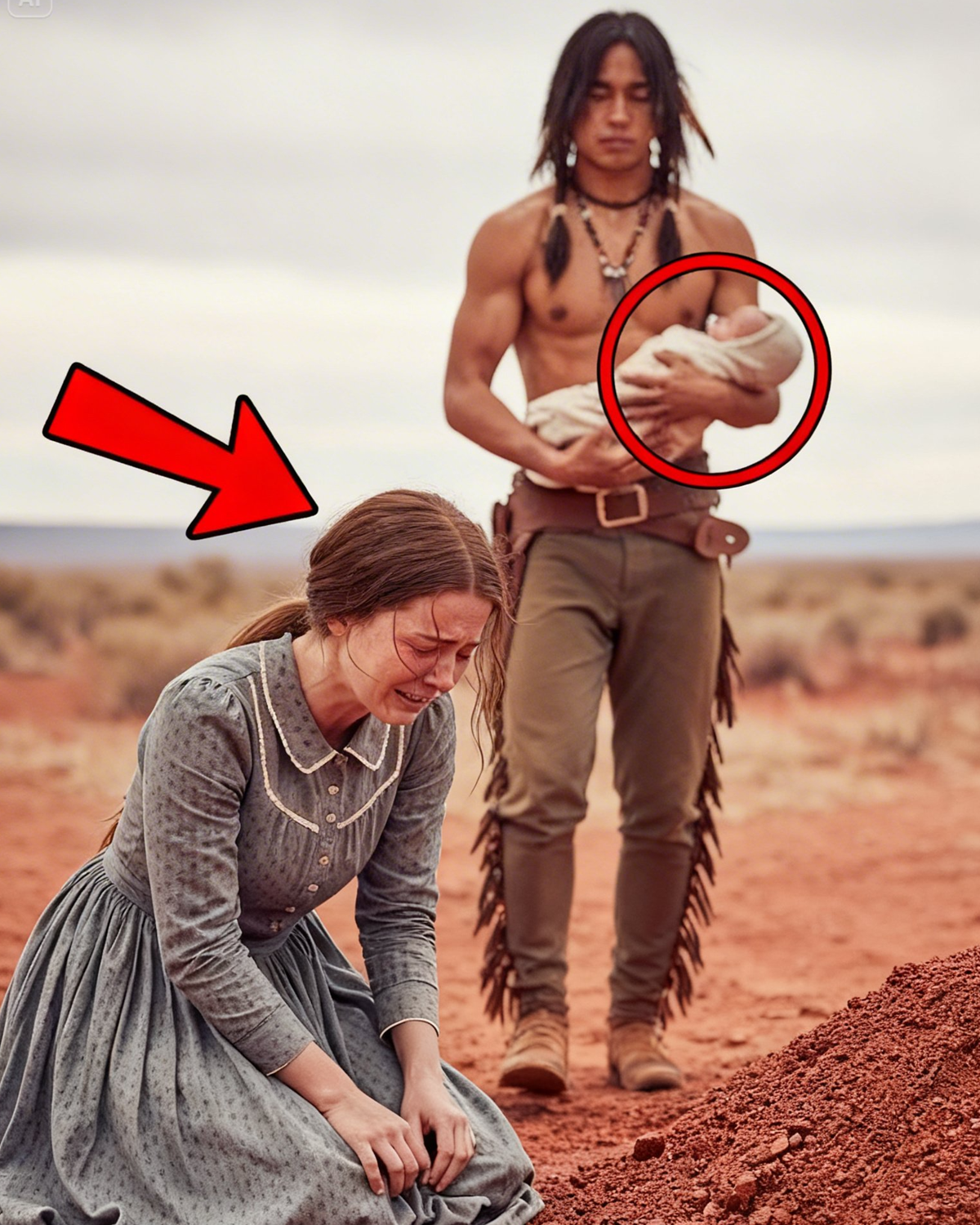 She Was Crying Beside Her Baby’s Grave… When The Apache Warrior Brought Her Another