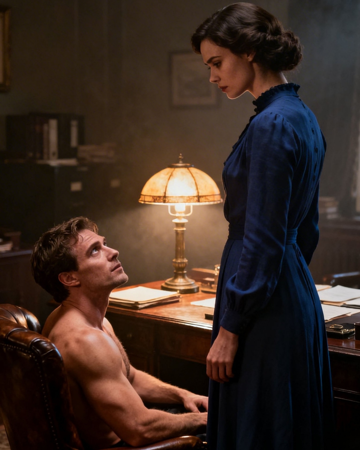 “Lift your skirt and sit here…” the master ordered. She obeyed… and felt his firmness.