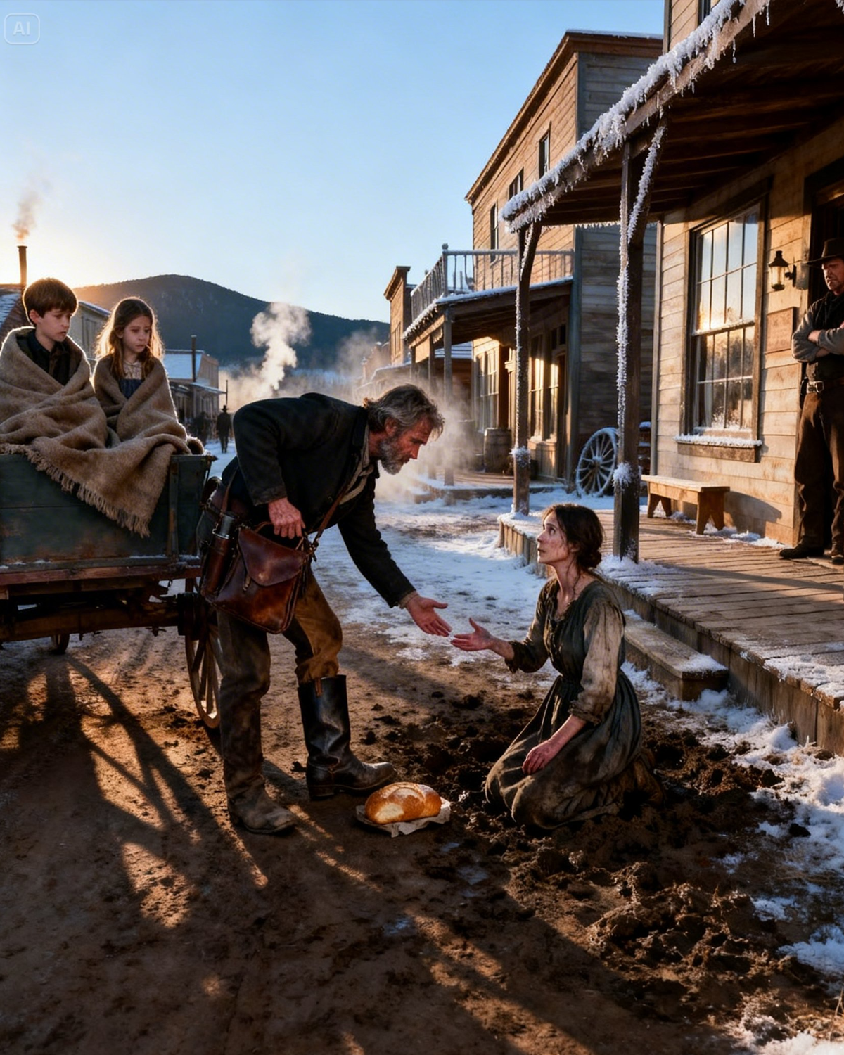 Single Father Rode Into Town for Supplies — But Found a Starving Bride Begging for Bread and Mercy.