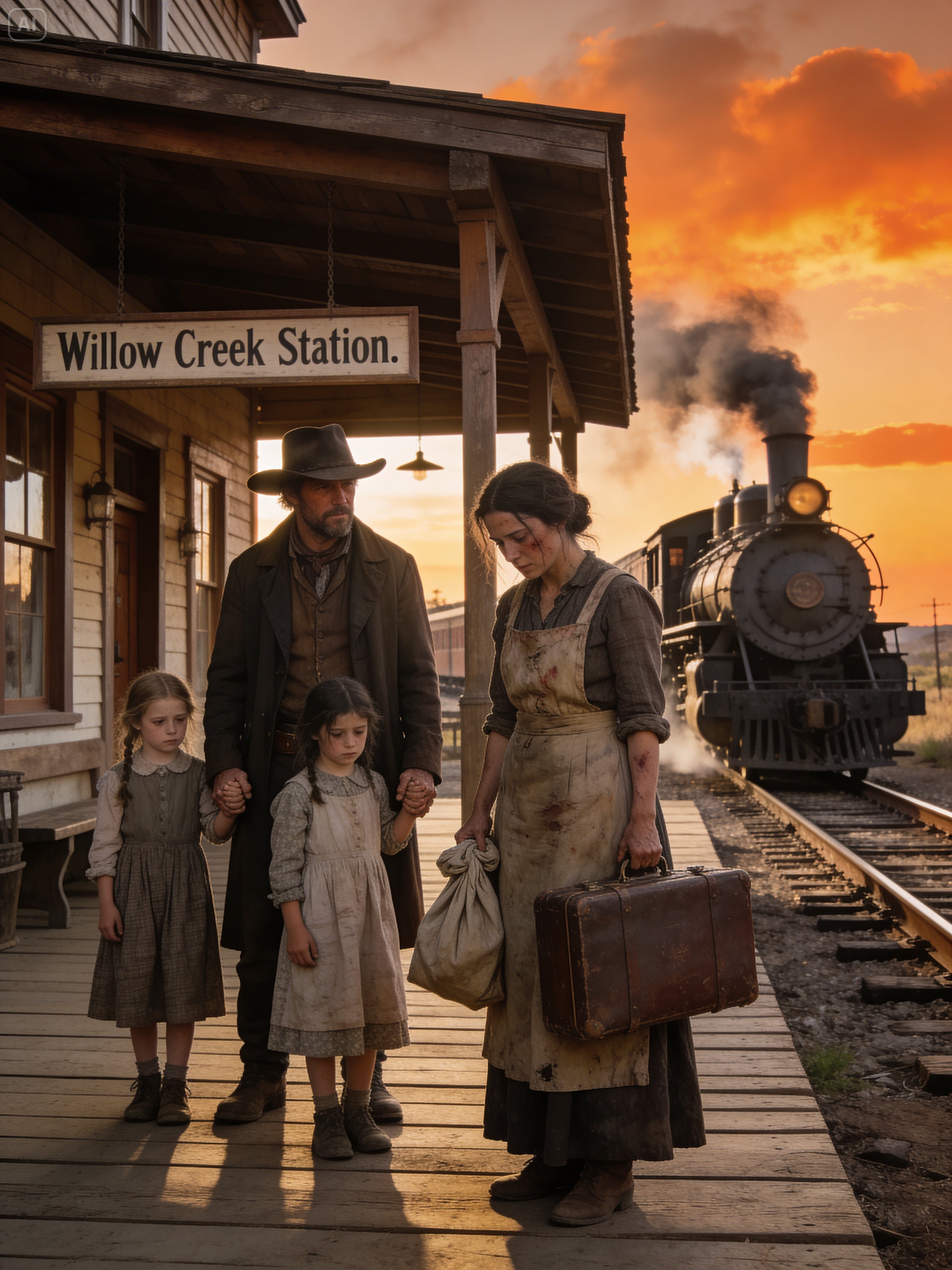 She Was Rejected at the Station… Then a Cowboy Whispered “My Twins Need a Mother Like You”