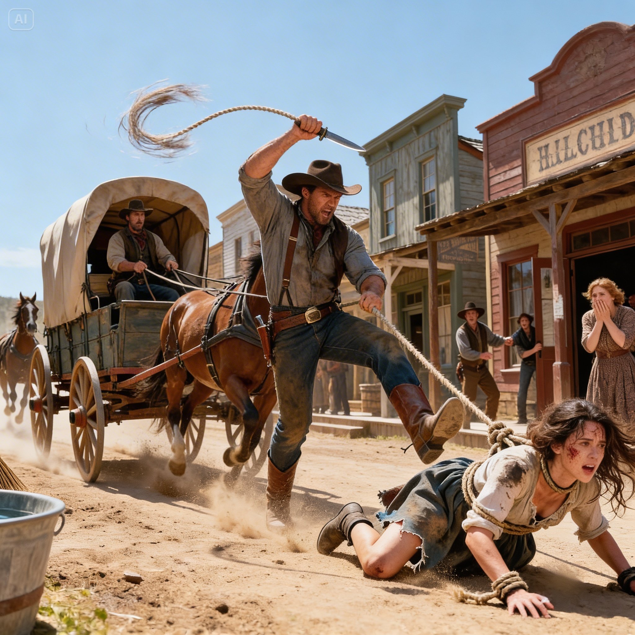 She Was Dragged Through Town on a Wagon Rope—Until a Giant Cowboy Stepped Out and Cut the Line