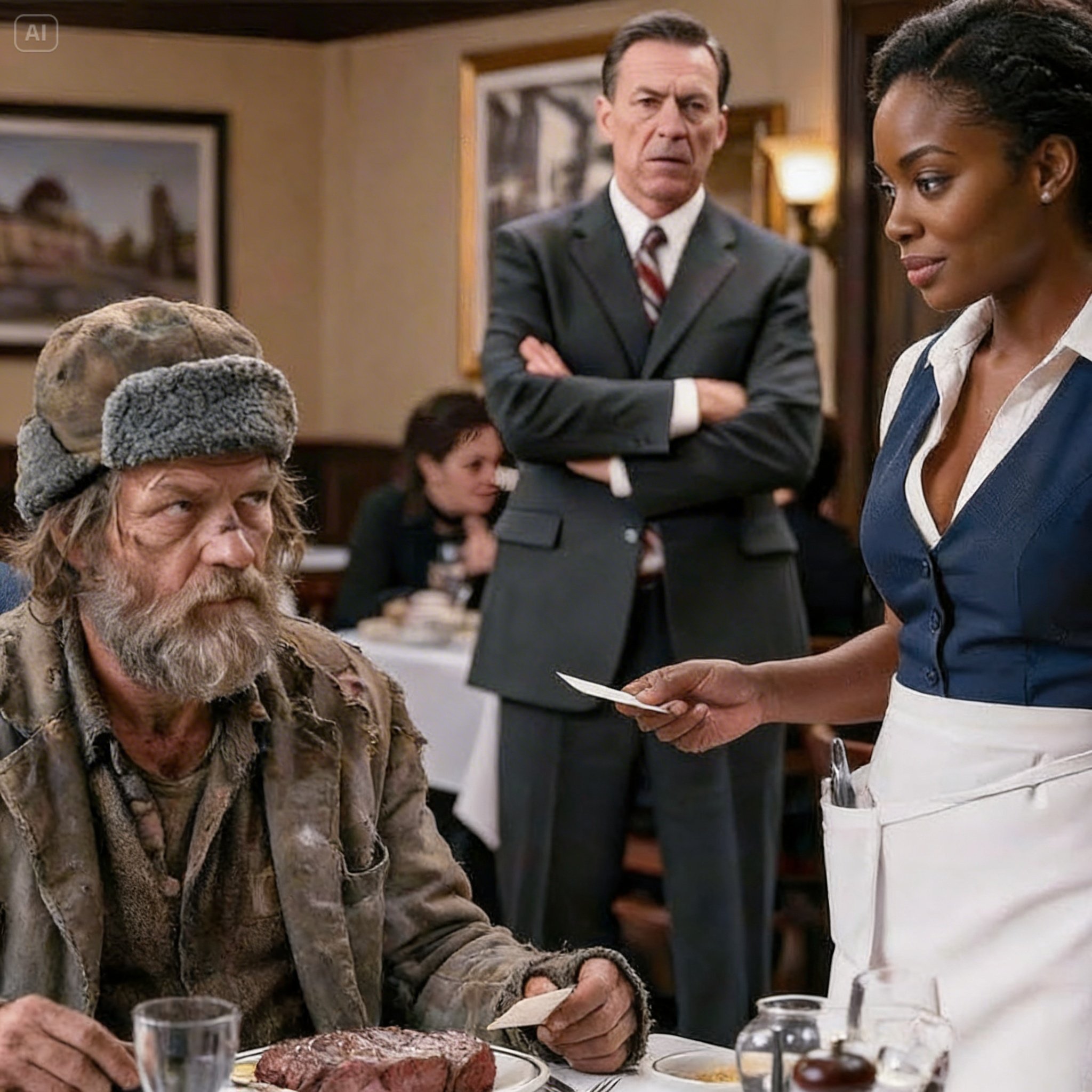 Undercover Billionaire Orders Steak — Black Waitress Slips Him a Note That Stops Him Cold