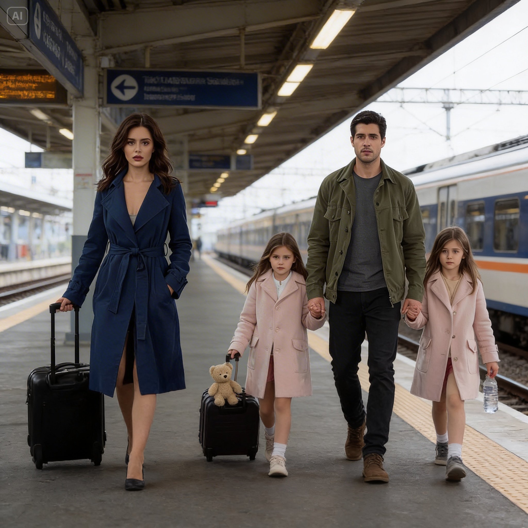 Billionaire woman freezes at the airport as she sees her ex-husband and twin daughters after 6 years