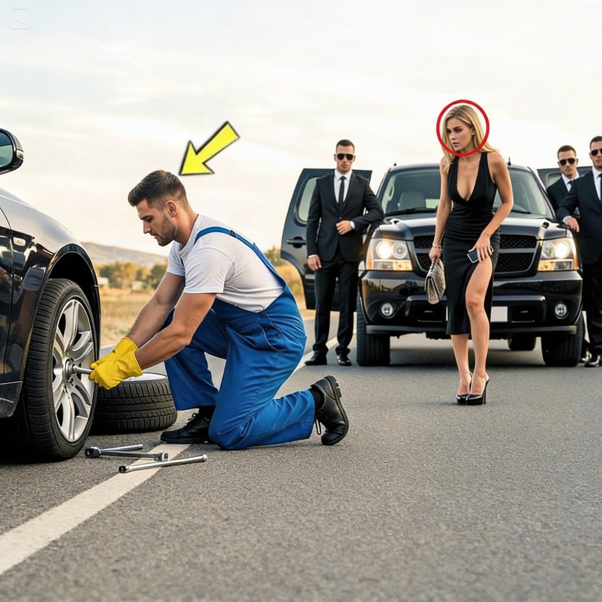 Single Dad Fixed a Stranger’s Tire — Then a Black SUV Pulled Up Behind Him