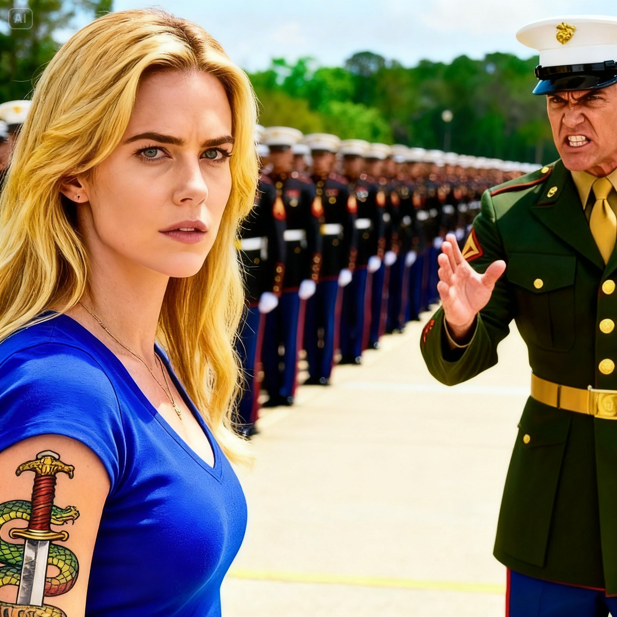 She Only Came to Watch Her Son Graduate — Until a USMC Captain Saw Her Tattoo and Froze