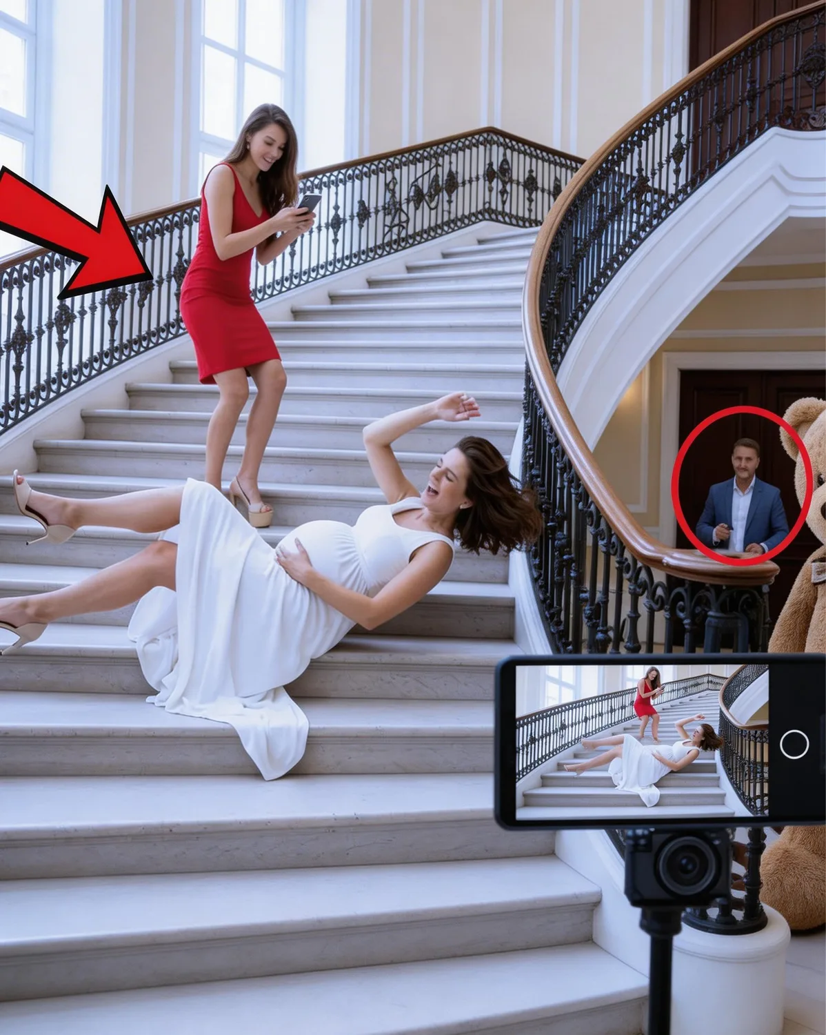 Mistress Pushed Pregnant Wife Down The Stairs At His Mansion — She Didn’t See The Nanny Cam Recordin