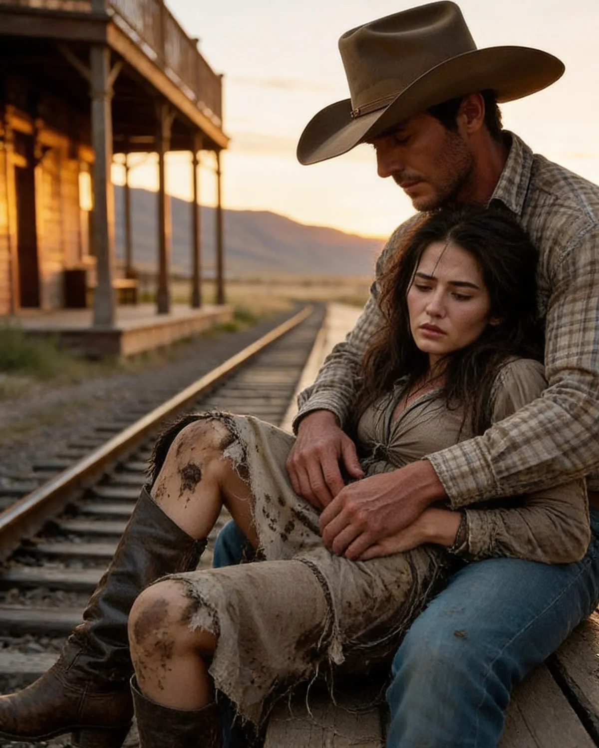 Too Bruised to Stand, She Collapsed at the Station, Until a Cowboy Carried Her Away
