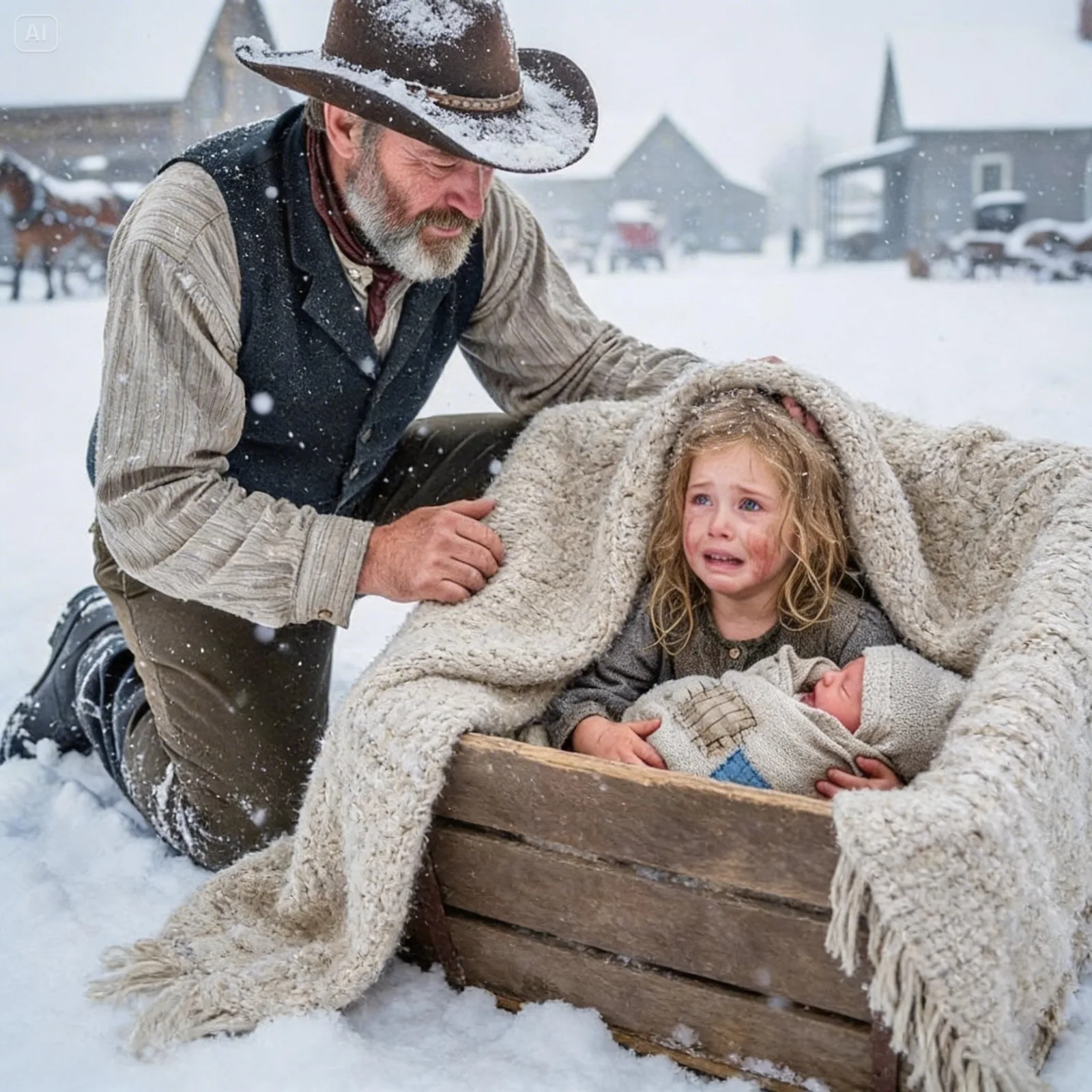 Left Alone in a Wooden Crate — A Tiny Cry Stopped a Cowboy Cold