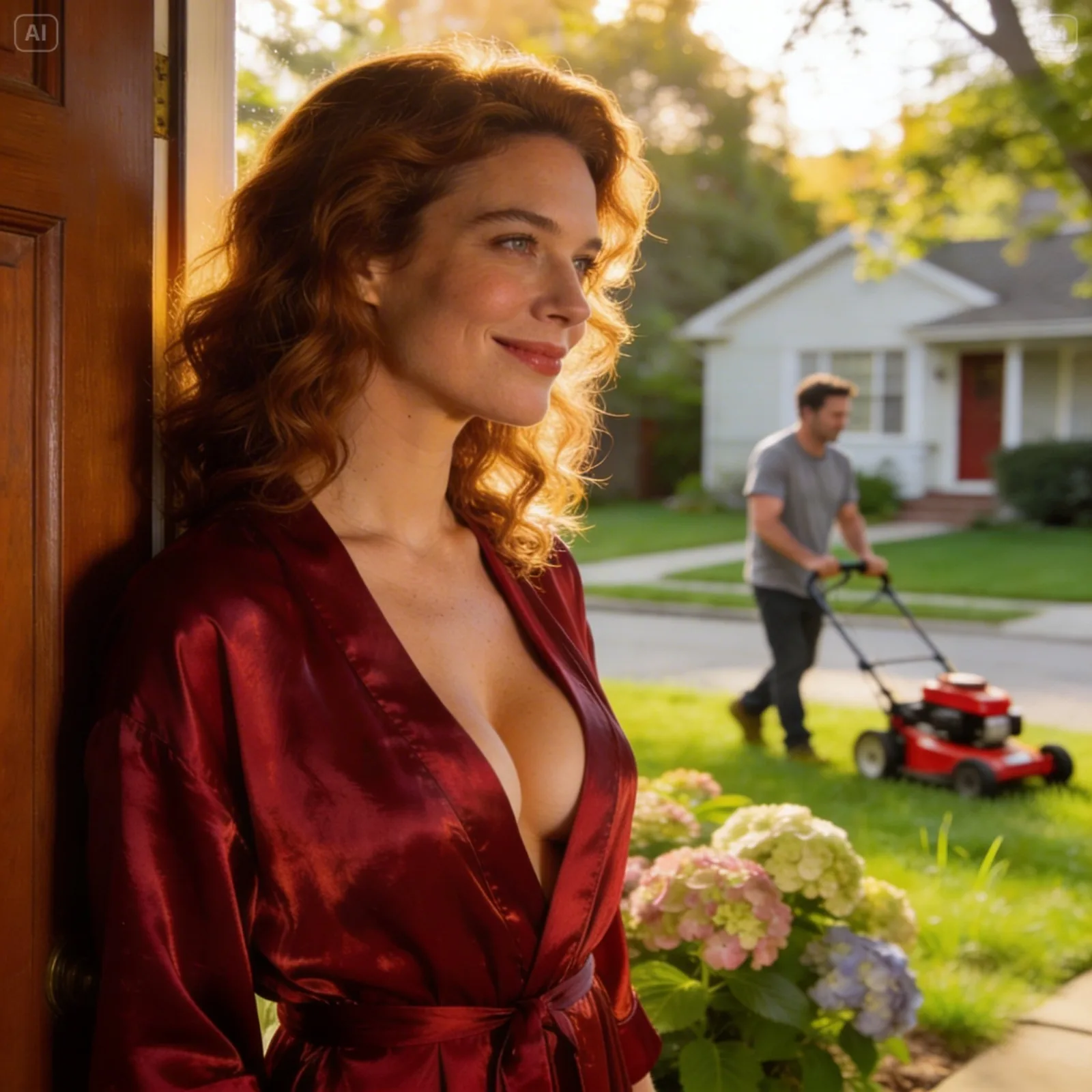 **I WAS MOWING MY 50-YEAR-OLD NEIGHBOR’S LAWN… AND THEN SHE SAID, “COME INSIDE, IT’S URGENT.”**