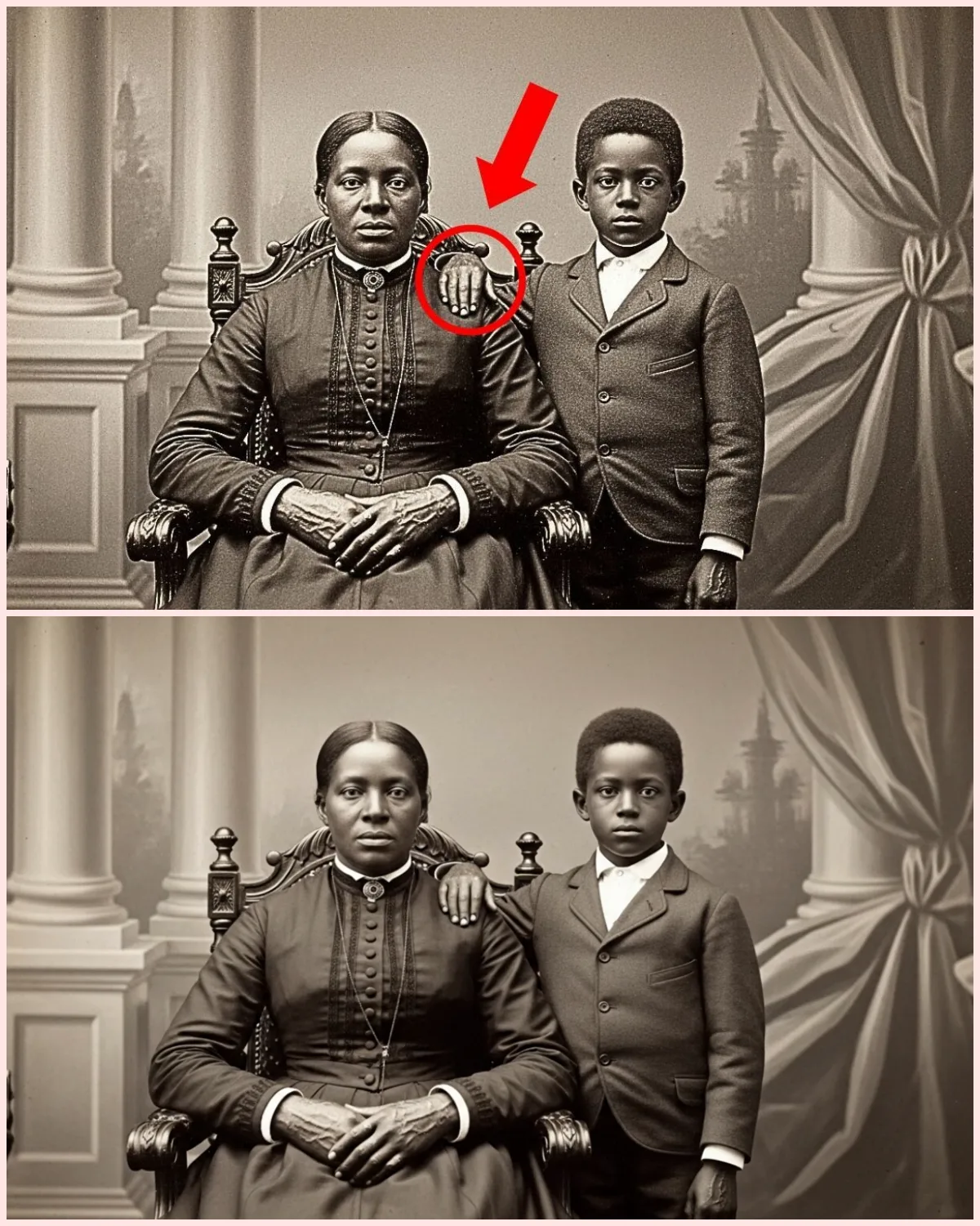 It was just a portrait of a mother and son from 1895 — but look closer at their hands