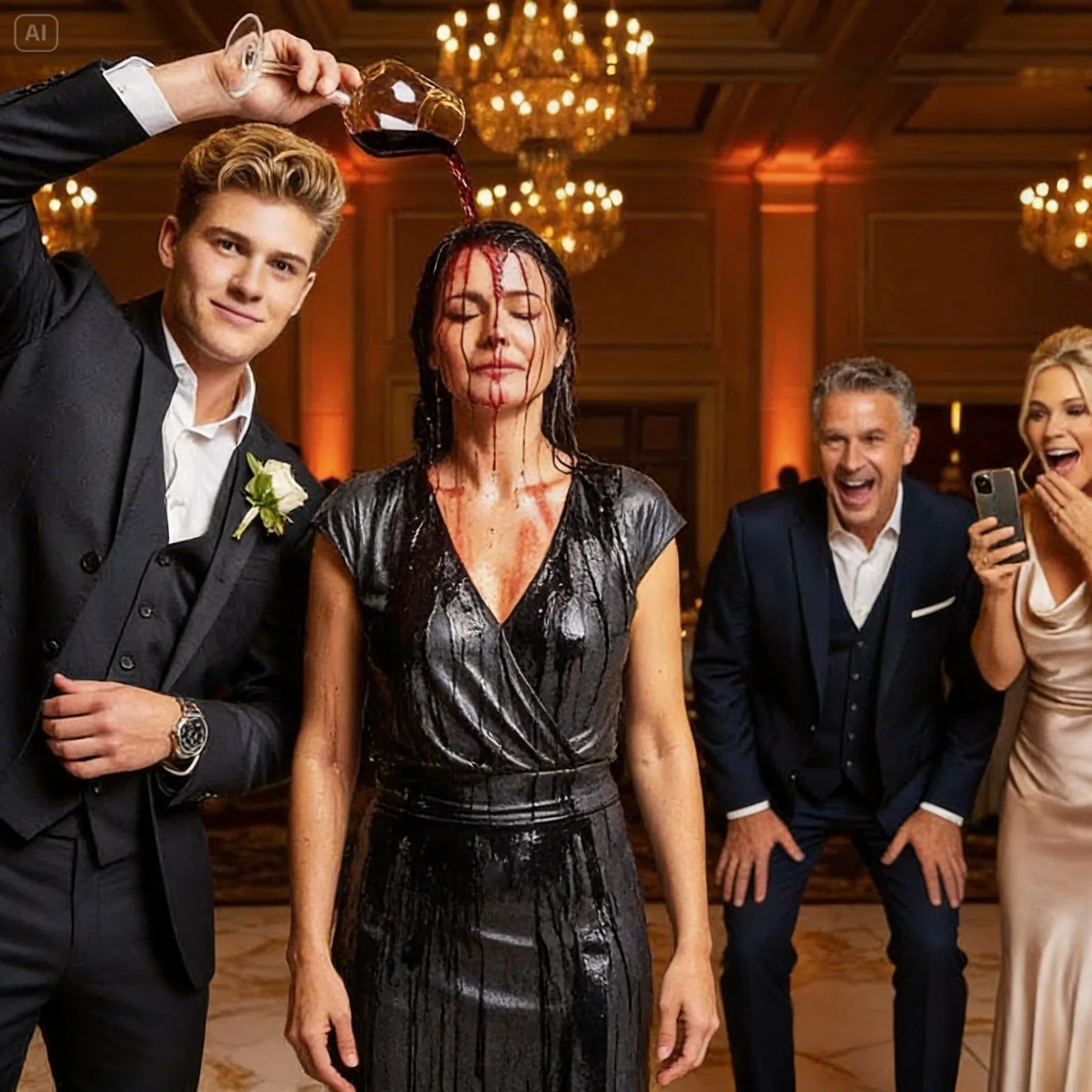 Rich Boy Poured Wine on a CEO Woman —