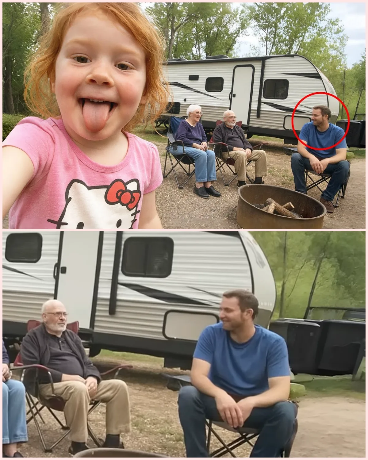 Daughter Sends Selfie While Camping With Grandparents, Mom Zooms in and Starts to Panic!