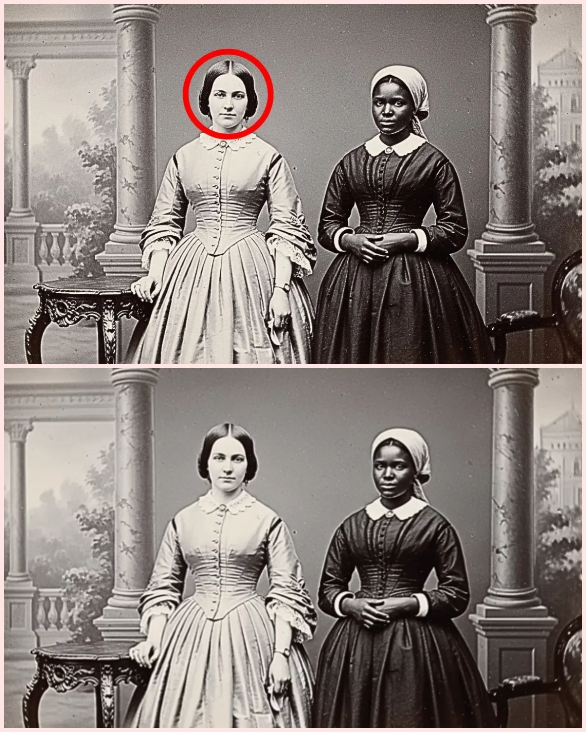 It was just a portrait of a plantation owner and her slave. until experts noticed a forbidden secret