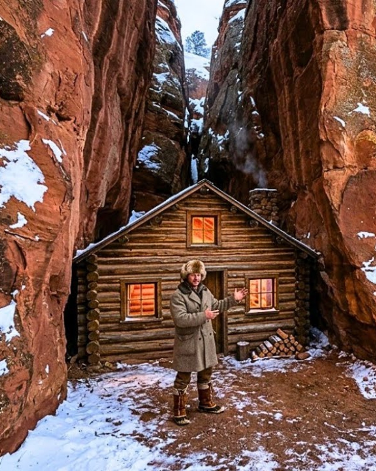How He Positioned His Cabin Between Two Rock Faces — And Let the Stone Do the Heating for Free