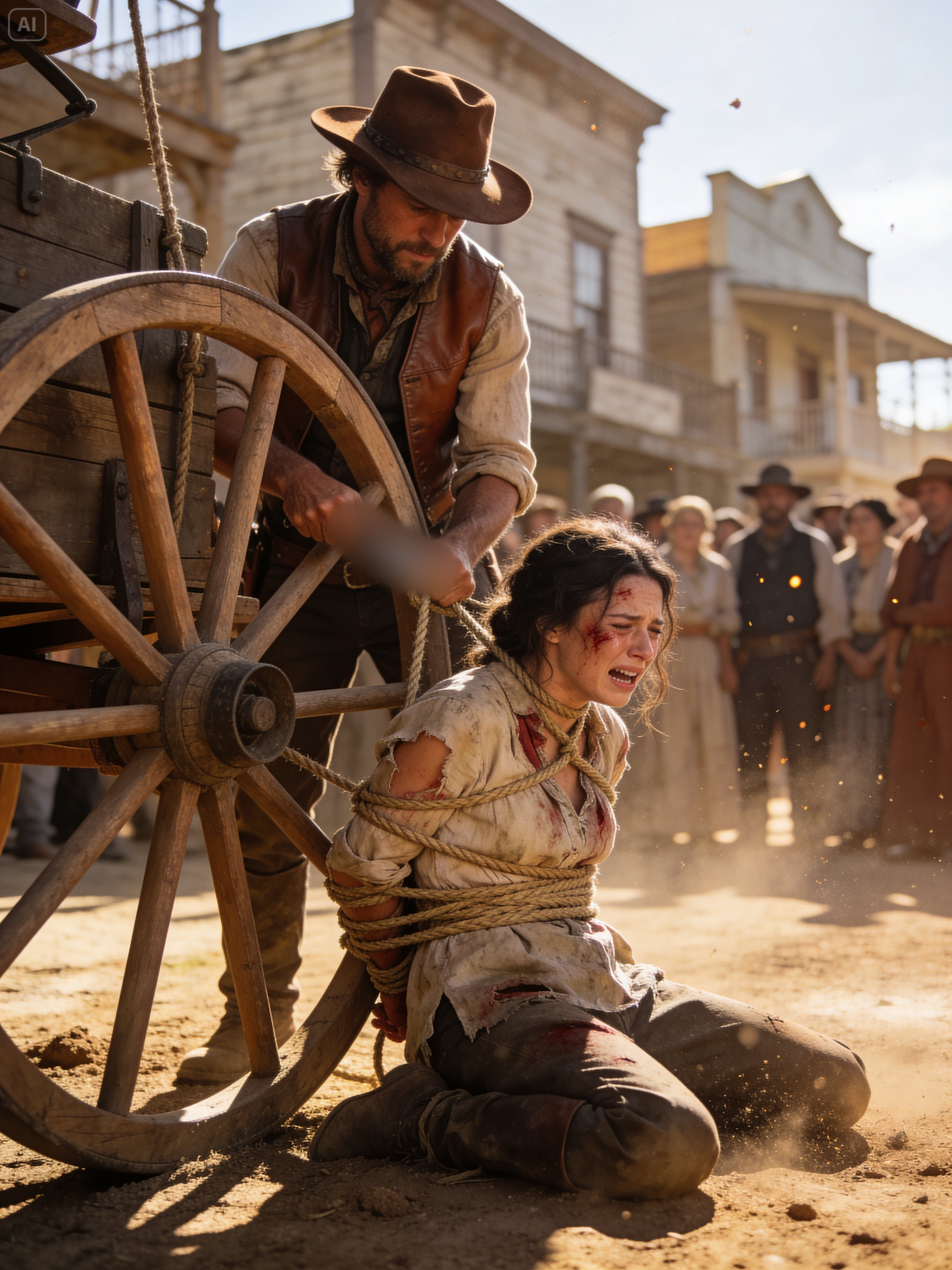 They Tied Her to a Wagon for Refusing a Man… Then a Cowboy Rode In and Changed Everything
