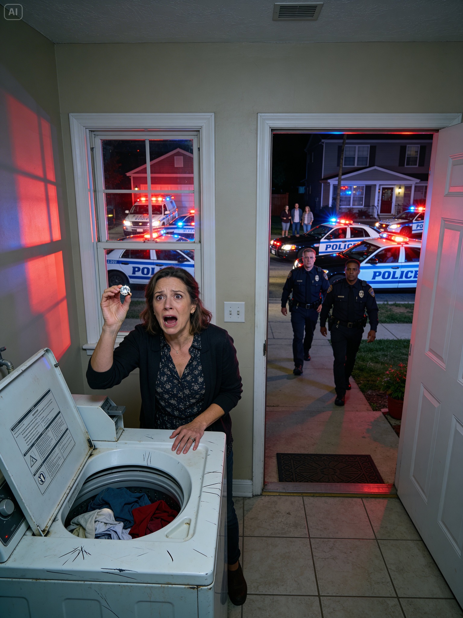 I bought a $60 second-hand washing machine… and inside it, I discovered a diamond ring—but returning it ended with ten police cars outside my house.